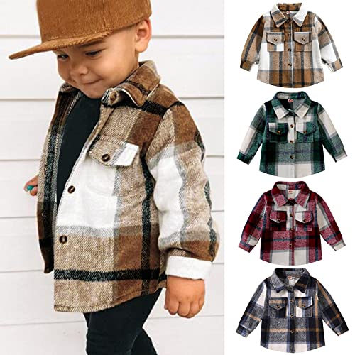 Toddler Boys Girls Shirt Jacket Plaid Long Sleeve Shacket Kids Collar Button Down Outerwear Jackets Cute Korean Aesthetic2