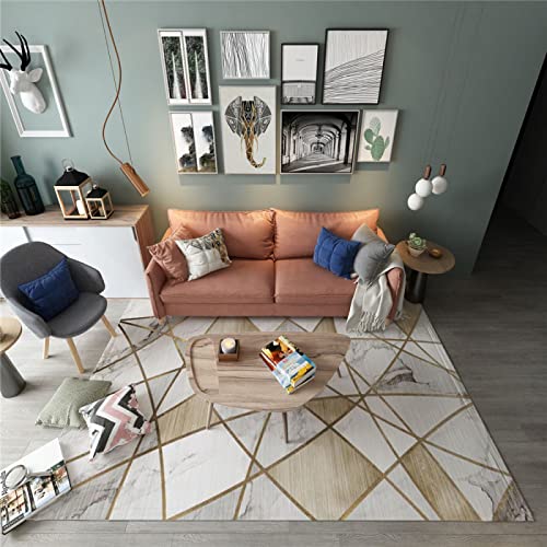 alfombras para terrazas Comedor Alfombra Rectangular Contemporánea Gris Dorado Alfombra Dormitorio Alfombrillas Fácil Cuidado Habitaciones Juveniles Completas Alfombra Lavable 160X230CM 5ft 3' X7f