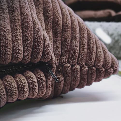 4L Textil Molly Hundekissen flauschig Cord Hundebett Grosse Hunde mit Bezug und Reißverschluss kuscheliges Hundekissen waschbar (80x60 cm, Braun)