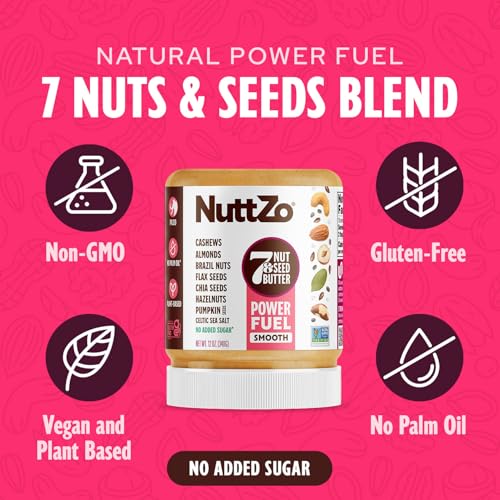 image for NuttZo Natural Power Fuel Smooth 7 Nuts & Seeds Butter Spread | Paleo 