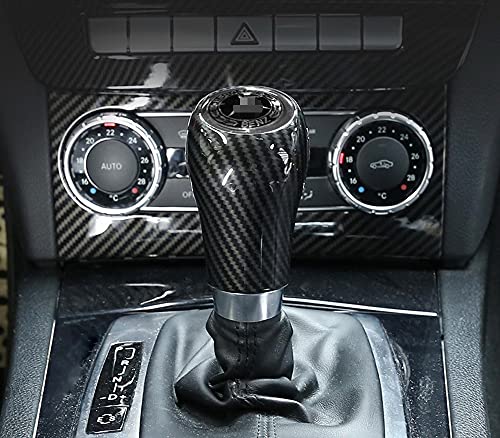 Ijdmtoy Glossy Black Carbon Fiber Pattern Shift Knob Cover Shell Compatible With Mercedes-Benz C E Glk Gl G Class Older Models #TOP6