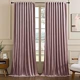 Timeper Cortinas de terciopelo rosa polvoriento de 120 pulgadas de largo,