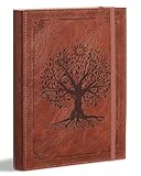 Brown Tree A5 Lined Leather Journal Notebook for Men Women, 5.9
