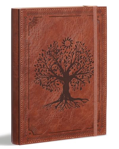 Brown Tree A5 Lined Leather Journal Notebook for Men Women, 5.9