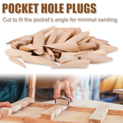 80 Stück Taschenlochstopfen Holz, 4 Größen Sortiert Holzstopfen Schraublochstopfen Holzdübel Stifte für Bastelarbeiten Möbelreparatur Fixierung