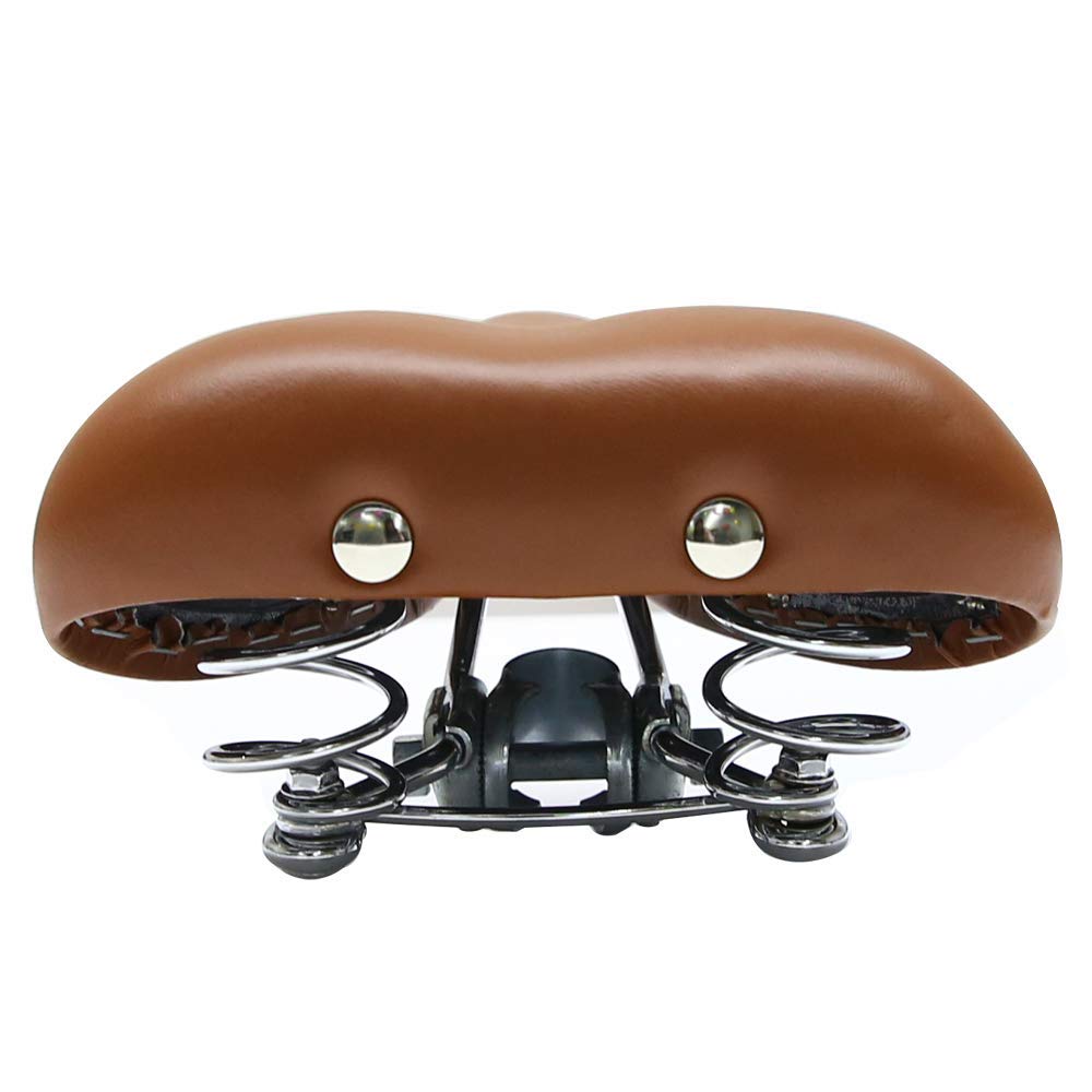 TentHome Vintage Sattel Gefederter Fahrradsattel Gepolstert Fahrradsitz Cityradsattel Rennradsattel Tourensattel Komfort, Unisex, Braun Sport & Freizeit
