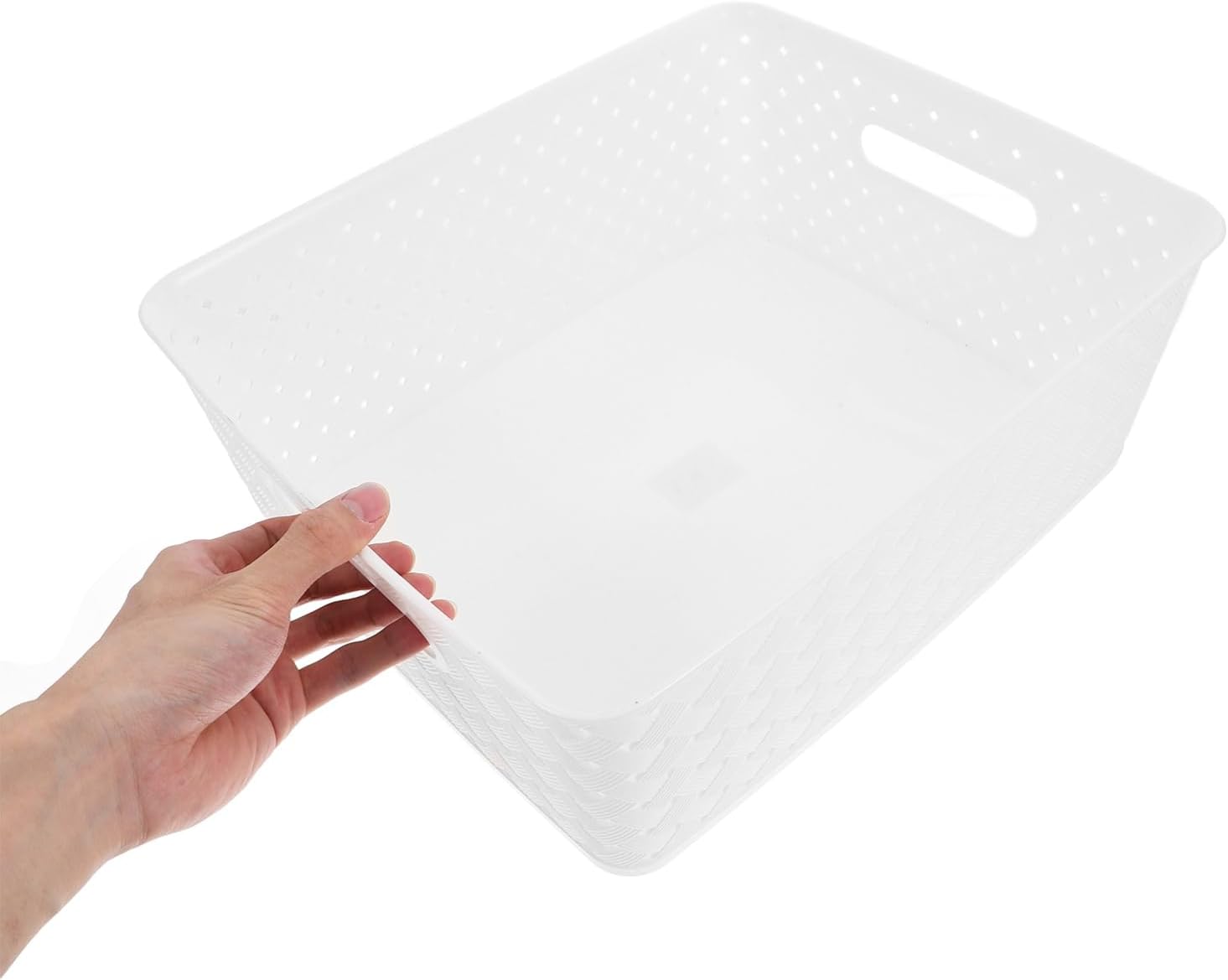 VOSAREA Plastic Storage Baskets Handles Woven Organizer Bins for Kitchen Laundry and Bedroom Sturdy Material Versatile Storage for Home Organization