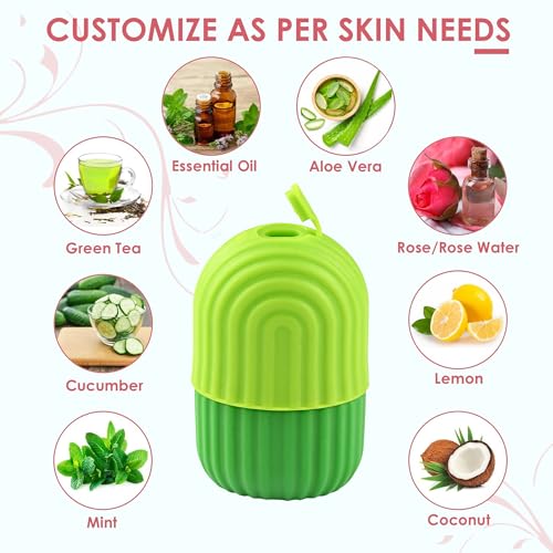 Image of Urbane Home Pack of 3 Face Ice Roller For Women & Men | Reusable & Long Lasting Face Icing Massager for Glowing Skin and Puffy Eyes | Green
