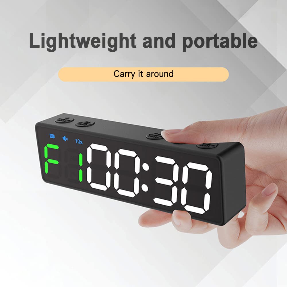 Mini cronómetro de Gimnasio, cronómetro Recargable, Reloj de Cuenta atrás/Arriba portátil con Parte Trasera magnética para Gimnasio en casa, Entrenamiento de Fitness