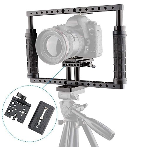Cage caméra réglable grip batterie plaque de base dégagement rapide pour boîtier reflex hybride - 3