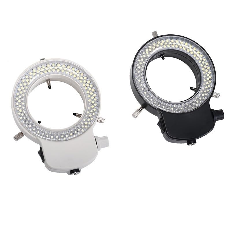 Microscope Adjustable 144 LED Bulb Microscope Ring Light Illuminator Portable Bright Lamp(Black)