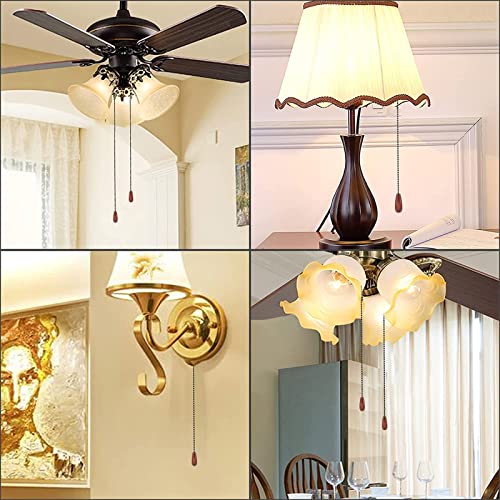 Image of GORGECRAFT 4 PCS Ceiling Fan Pull Chains Set Walnut Wooden Pull Chain Extension with Gunmetal Iron Ball Chains for Ceiling Light Fan Chain(Coconut Brown)