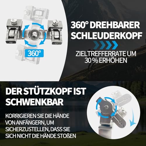 Feeoc Zwille Steinschleuder Profi Set, Schleuder Der Bugkopf kann um 360 Grad gedreht Werden,Sport Outdoor Slingshot mit 6 Gummibändern 100 Tonkugeln und 100 Stahlkugeln und Anwendungstipps-Anleitung