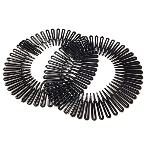2pcs stretch hair peig 2 zig zag Cercle en plastique flexible peigne à dents circulaires complets bandeaux de dents sportiels accessoires de cheveux noirs Cover
