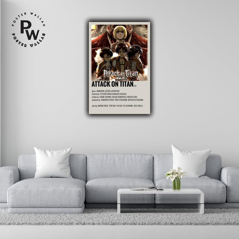 Image of POSTER WALLAH Attack On Titan Anime Poster for Home Office and Student Room Wall | Aesthetic Poster | Wall Decor ATCKONTTN10 (18X12 inch)