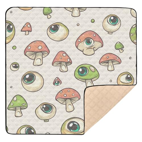 Kigai Eyes Mushroom Baby Play Mat for Floor and Playpen 50x50 inch Non-Slip Baby Activity Playmat Waterproof Foldable Crawling Mat for Infants Toddlers