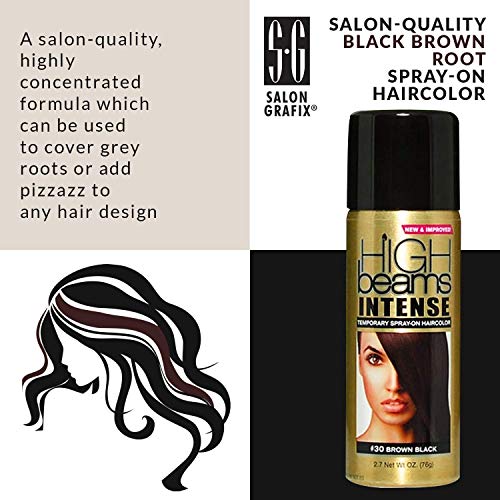 High Beams Intense Spray-On Hair Color –Brown Black - 2.7 Oz - Add Temporary Color Highlight To Your Hair Instantly - Great For Streaking, Tipping Or Frosting - Washes Out Easily #TOP1