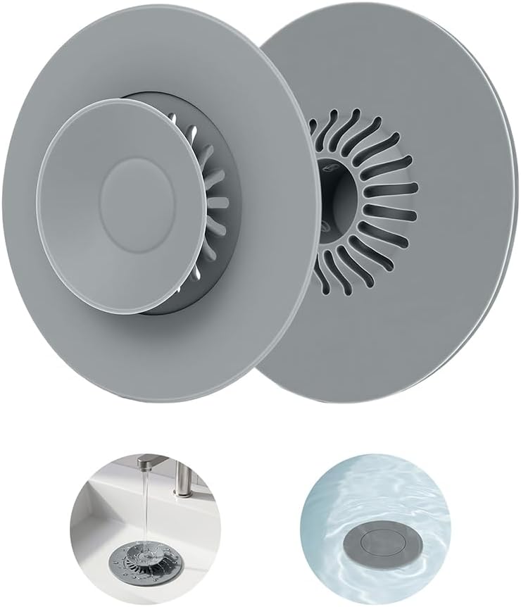 Bathtub Drain Stopper Silicone - 2 Pack, Bathroom Drain Hair Catcher