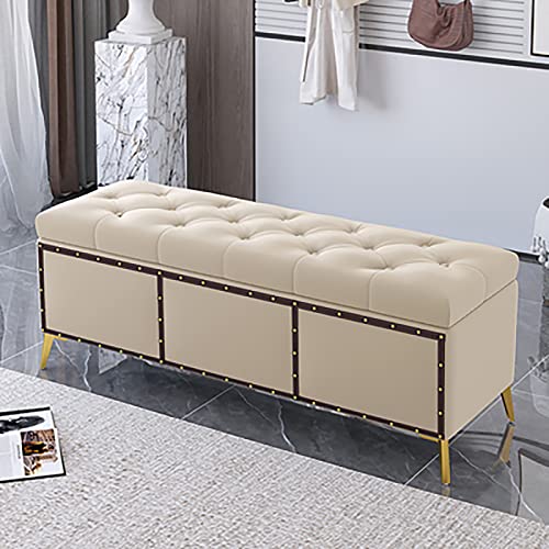 Banc de rangement en velours jaune clair de qualité premium pour chambre et salon