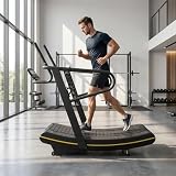 Novastra Curved Manual Treadmill, Non-Electric Fitness Equipment with 8-Level Resistance Adjustment and LCD Display, Cardio and Anaerobic Training Machine for Home Gym Use