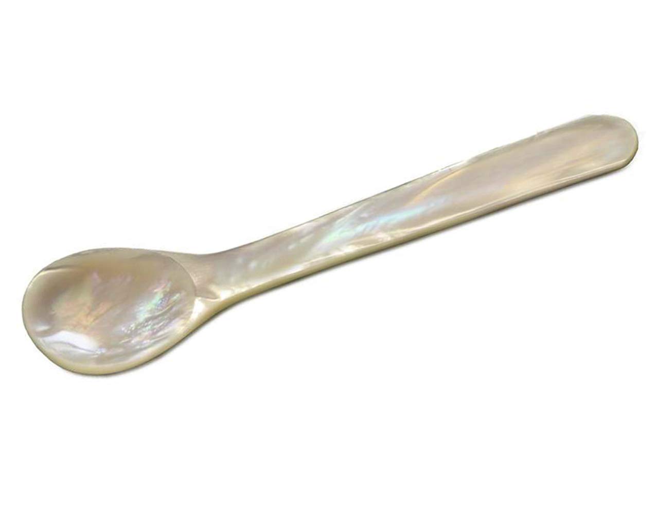 Edzard Cucchiaio per Uovo di autentica Perla di Fiume (Non Perla coltivata!), Fatto a Mano di Alta qualità, Lunghezza 12 cm, Angoli arrotondati,