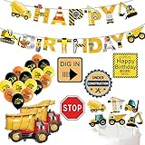CrzPai Construction Birthday Party Supplies, Dump Truck Theme Birthday Decorations Kit for Kids with...