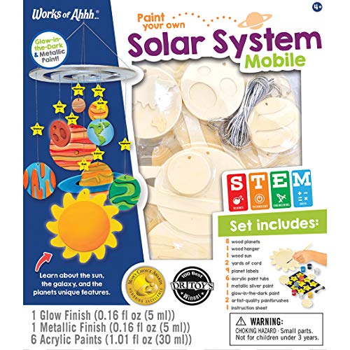 MasterPieces Works of Ahhh Real Wood Large Acrylic Paint & Craft Kit, Solar System Mobile, Mom's Choice Award & Dr. Toy's 100 Best Winner, for Ages 4+