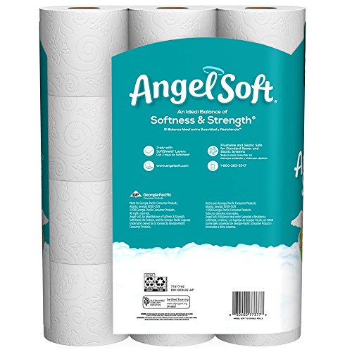 ANGEL SOFT Toilet Paper Bath Tissue, 12 Double Rolls, 260+ 2-Ply Sheets Per Roll