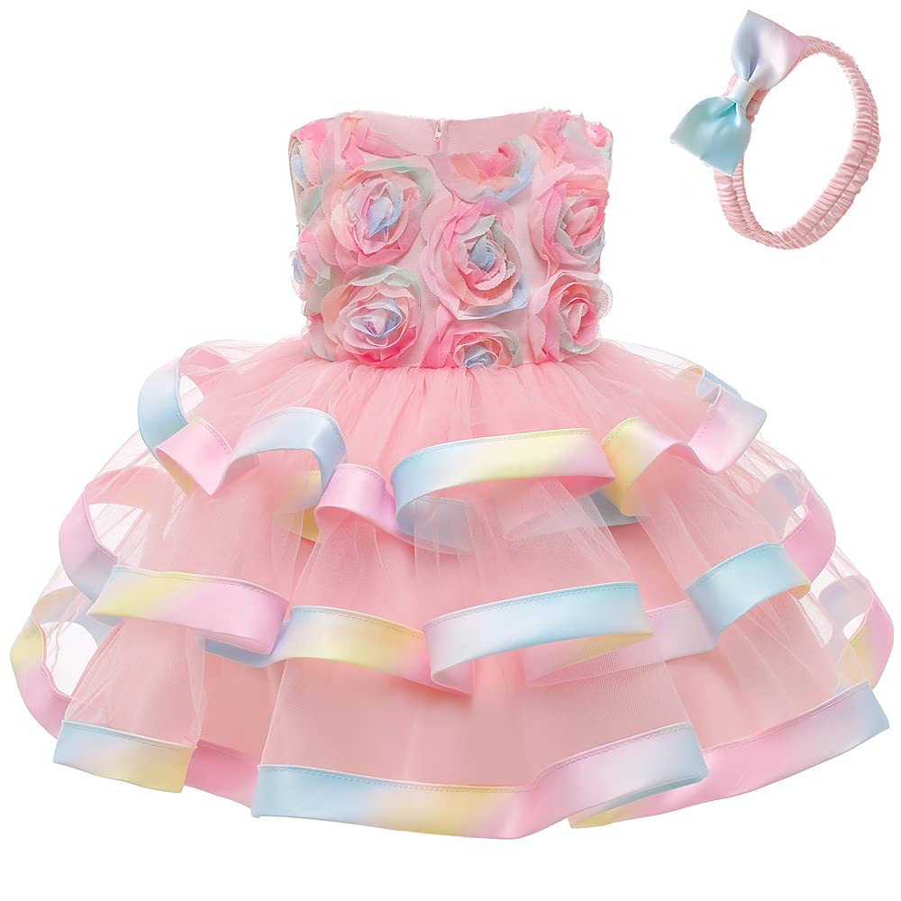 3M-6T Baby Girls Ruffle Flower Dress Elegant Pageant Party Wedding Lace Gown Dresses