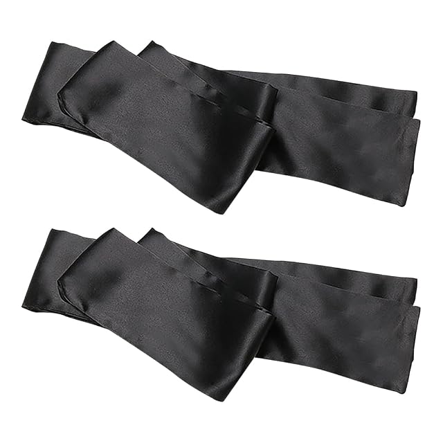 2 Pcs 150cm Satin Sleeping Eye Mask Adult Play Blindfold Adjustable Sleep Eye Cover Valentines Day Blindfold Silky