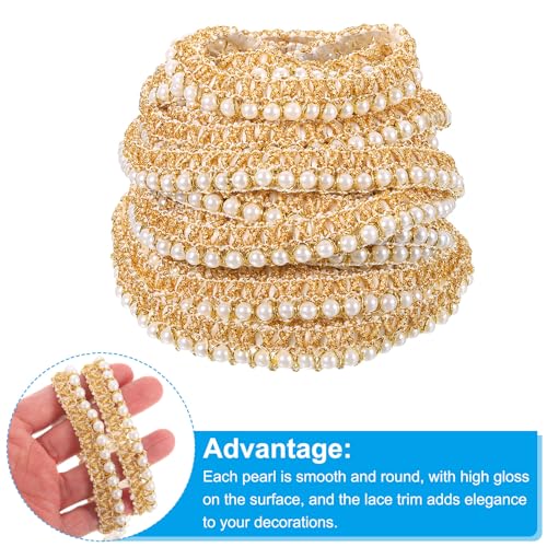 PATIKIL 10 Yard Faux Pearls Lace Ribbon - Image 3