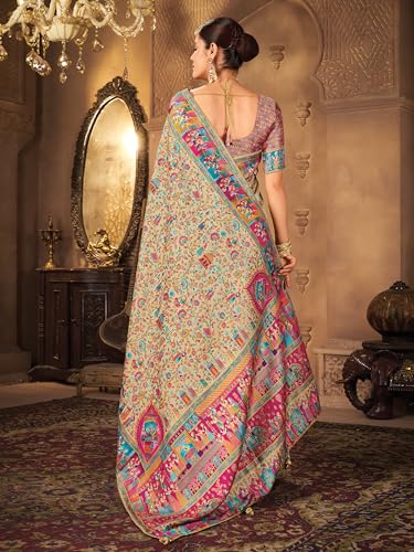 Image of Glory Sarees Women's Luxurious Dola Pure Silk Original Saree Position Print Work Madhubani Inspired Motifs Banarasi Kanjivaram Style Saree With Blouse Piece (Elegant101 Parent)