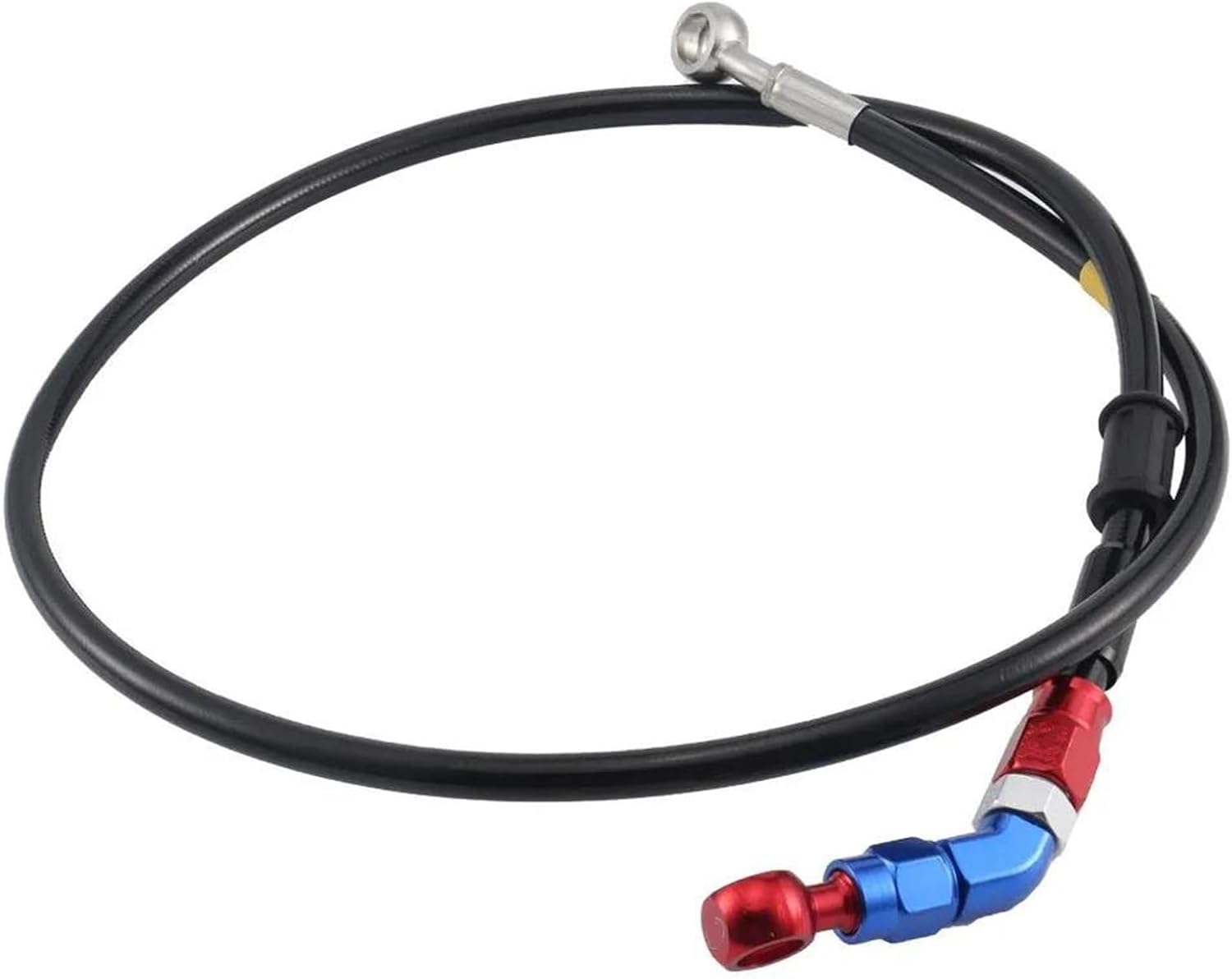 バイクのブレーキライン オートバイ ブレーキ クラッチ オイル ホース 編組鋼管 パイプライン ケーブル 90cm 赤 青 曲げ延長