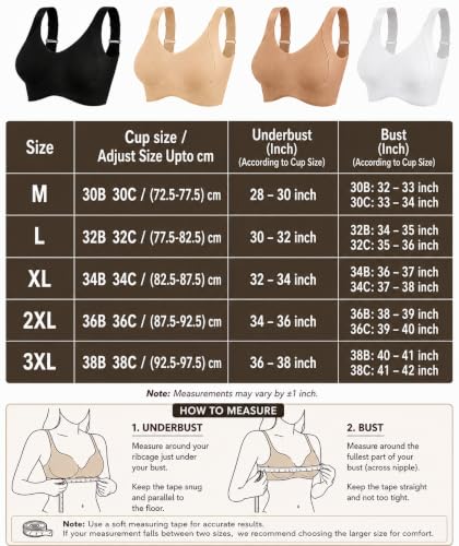 Women's Wireless Push-Up Bra,Soft Lightly Padded Full Coverage Bra,Longline High Support Sports Bra for Workout, Gym & Yoga,Comfortable Everyday Bralette (in, Alpha, M, Black) — photo 6