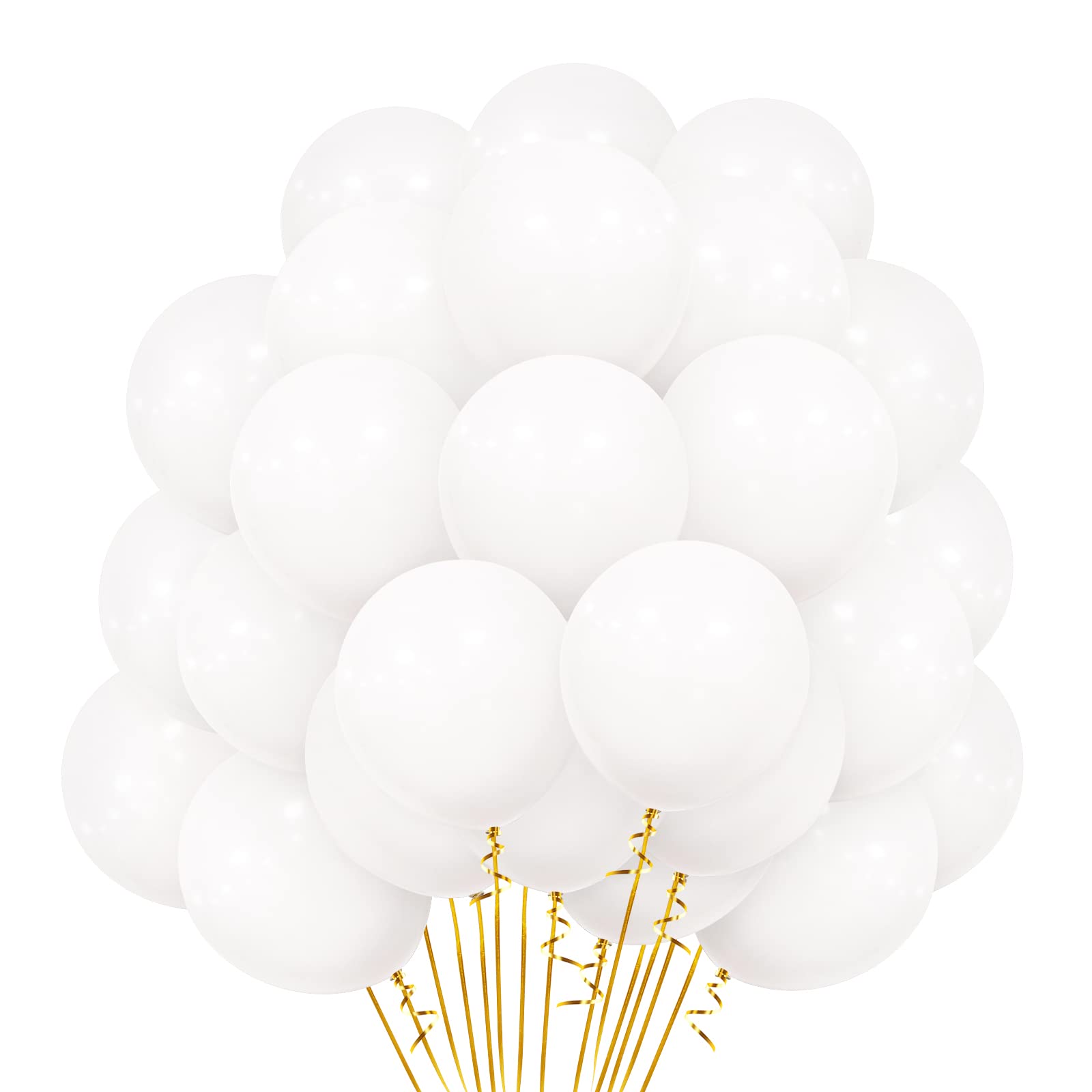 White Balloons - 30 Pcs, 12 Inch Matte Latex Balloons for Birthday Party, Wedding, Baby Shower, Princess Carnival Events Decorations