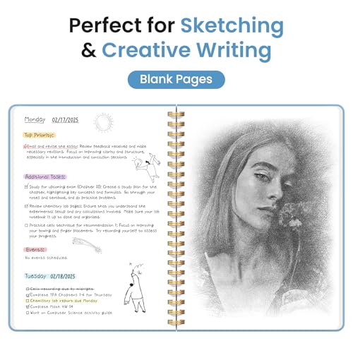 Image of Taja Blank Spiral Journal Notebook for Women & Men, 140 Pages, Sketch Book, Plain Notebook for Drawing & Sketching, Journals for Creative Writing, A5(5.7 inch x 7.9 inch) - Blue