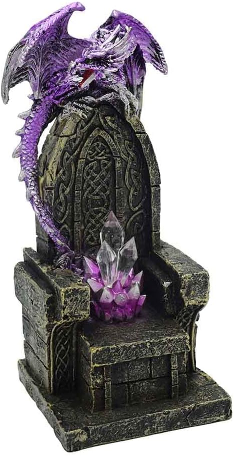 Dragon Guarding Crystal Cavern Purple Colour Changing LED Light Up Cone Burner Geode Rock Lamp Crystal Fantasy Gift