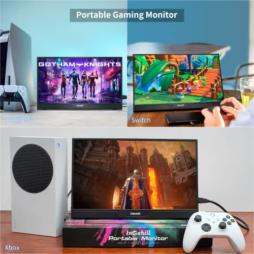 Intehill Portable Monitor Qled 15.6 Inch, Fhd 100% Dci-P3 500 Nit Brightness Second Screen For Laptop, 2 Usb-C Ports Hdmi Freesync Hdr - Portable Gaming Monitor For Ps5/Xbox #TOP3