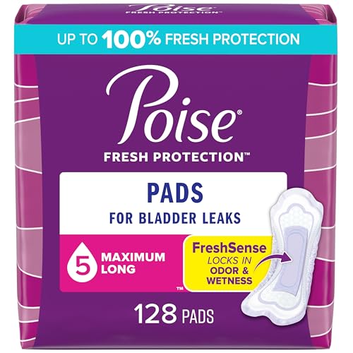 Image of Poise Incontinence Pads & Postpartum Incontinence Pads, 5 Drop Maximum Absorbency, Long Length, 128 Count, Packaging May Vary