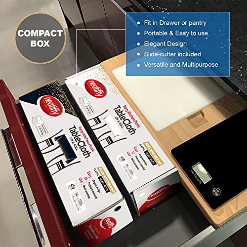 Neatiffy 54 In X 100 Ft - Disposable Plastic Table Cloth Roll With Slide Cutter | Waterproof Cover For Rectangle, Square, Oval Tables | Picnic, Party, Banquet, Birthdays, Weddings - White Golden Dots #TOP4