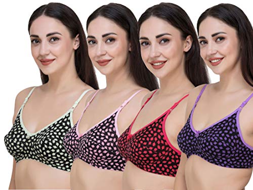 Image of Fasense Women's Cotton Leaf Print Medium Coverage Wire Free Non Padded Bra