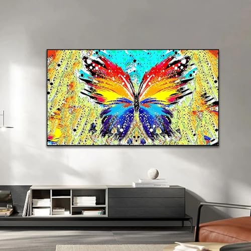Affiches et impressions sur toile papillon abstrait : poster mural salon coloré 55x100cm - 3