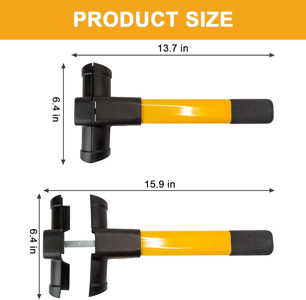 Bloccasterzo Auto Antifurto Meccanico a T, Blindosterzo Auto Universale con 2 Chiavi, Antifurto Auto Resistente per Furgoni Camper SUV Barche - Deterrente Visibile e Protezione Totale
