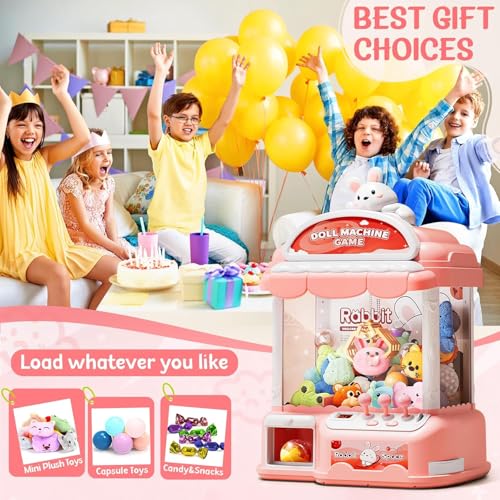 Image of Claw Machine for Kids, 30 Toys & 24 Game Coins & 20 Surprise Eggs | Musical Electronic Arcade Game Console Kids Claw Machine with Adjustable Sound, Christmas and Birthday Gift