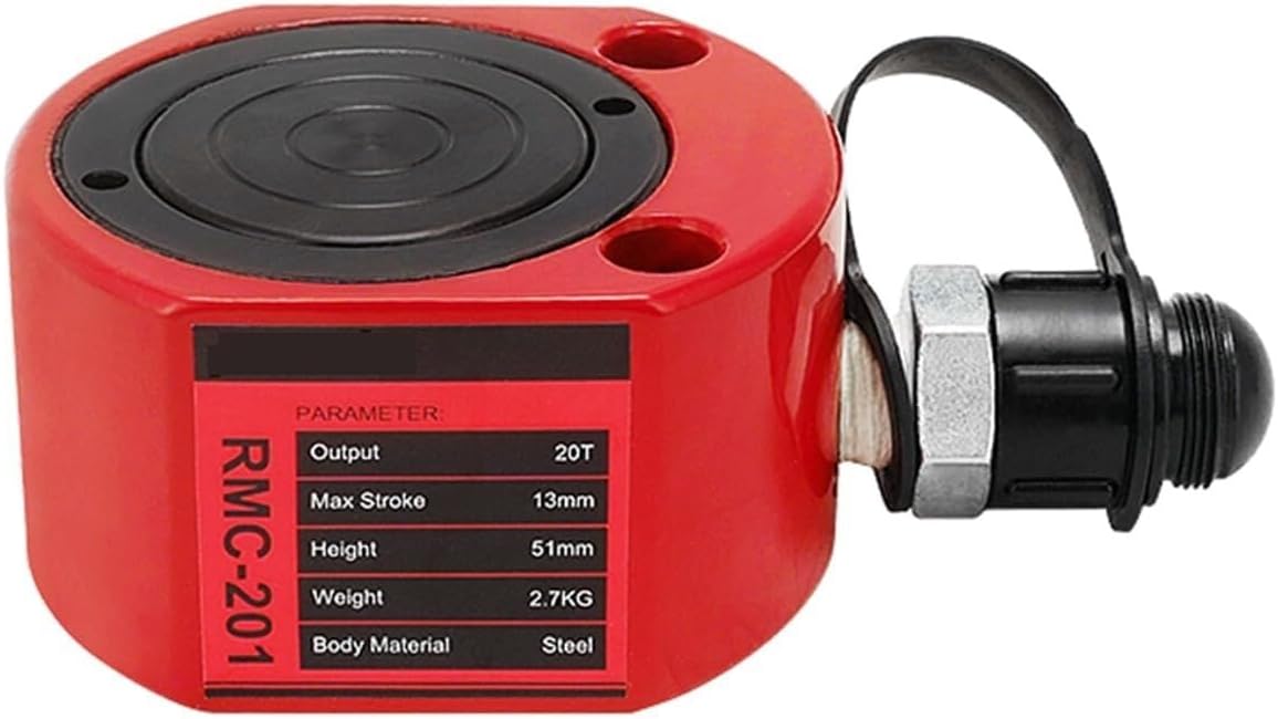 20T Low Profile Hydraulic Cylinder Ram Jack Kit Mini Power Ram with CP-180 Hydraulic Hand Pump 13mm Stroke for Machinery Shipbuilding(Only Cylinder)