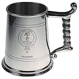 Fenton Crest Tankard with Rope Handle in Polished Pewter 1 Pint Capacity