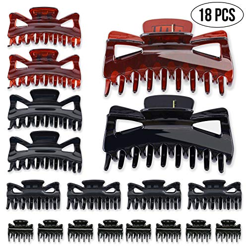 Fascigirl Hair Claw Clip, 18 PCS Womens Jaw Clip Vintage Hair Clamp Hair Accessory for Bath Shower … (18 pcs claw clips)