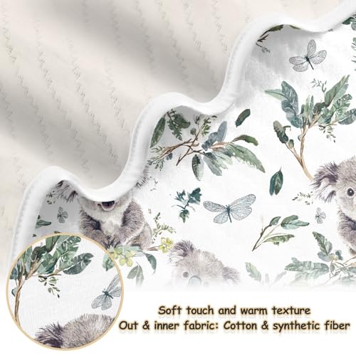 Image of Toddler Blanket for Baby Boy and Girl Soft Swaddle Blanket for Toddler and Infant 30X40in Funny Koala White