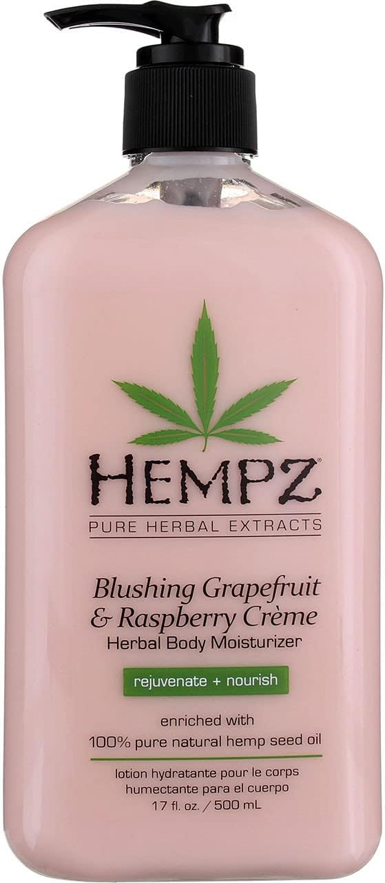 HEMPZBody Moisturizer Grape Fruit and Raspberry 17 Ounce Pump (500ml) (Pack of 2)