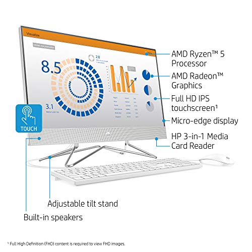 HP 24-inch All-in-One Touchscreen Desktop Computer, AMD Ryzen 5 4500U Processor, 12 GB RAM, 512 GB SSD, Windows 10 Home (24-dp0160, Silver) by HP - Image 3